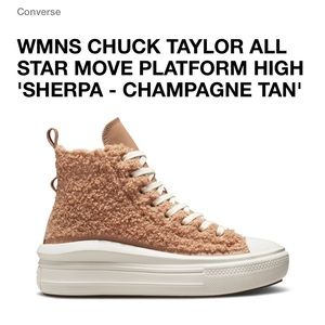 Chuck Taylor All Star Move Platform High Sherpa Champagne Tan Women’s Size 6.5